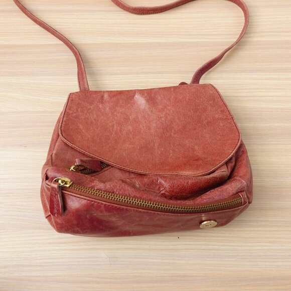 Brown Boho Leather Crossbody Medium Expandable Fold‎ Pebbled MADE NYC Arza $265 - Picture 3 of 16